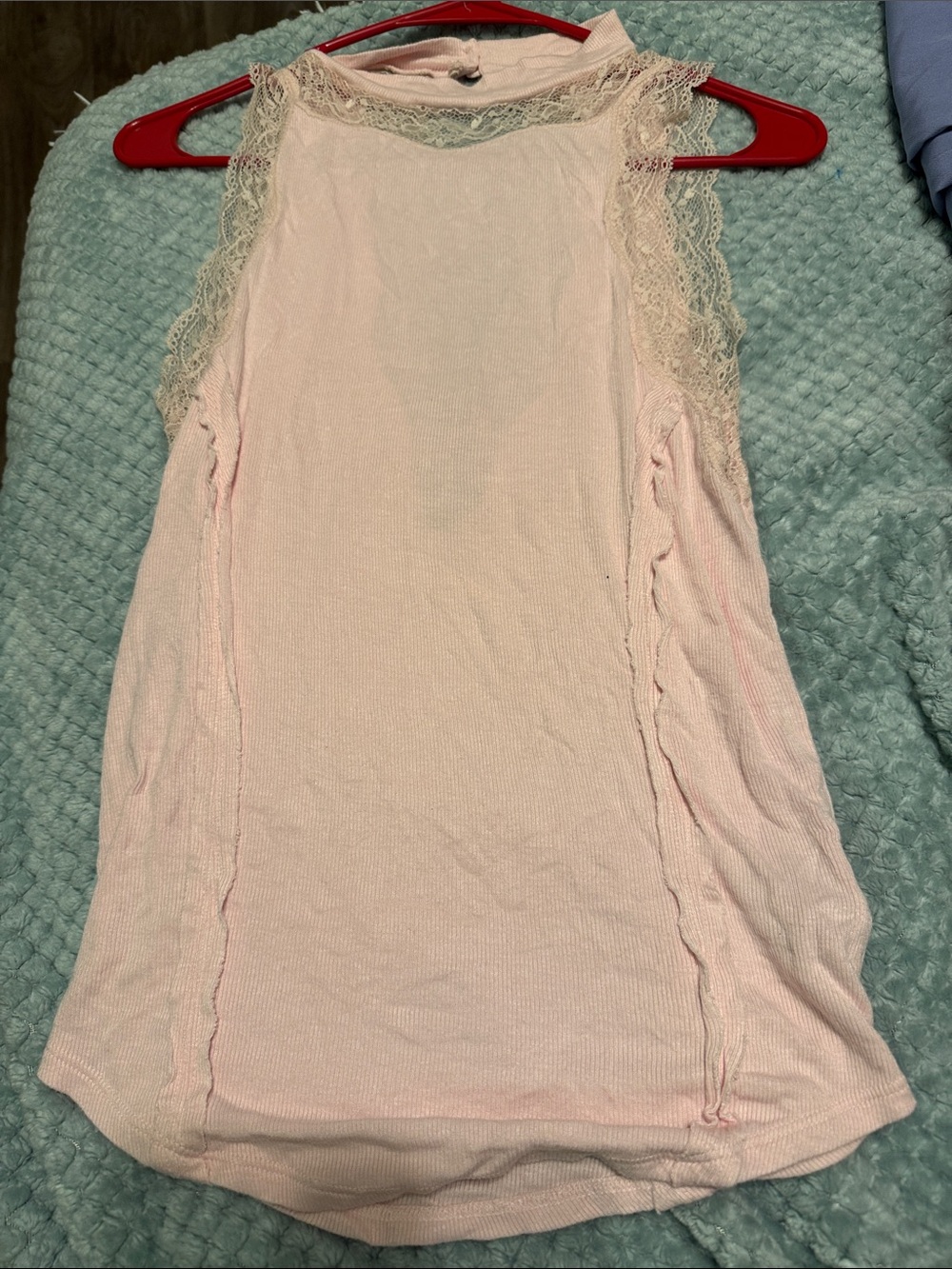 Free People Pale Pink Lace Trim Tank